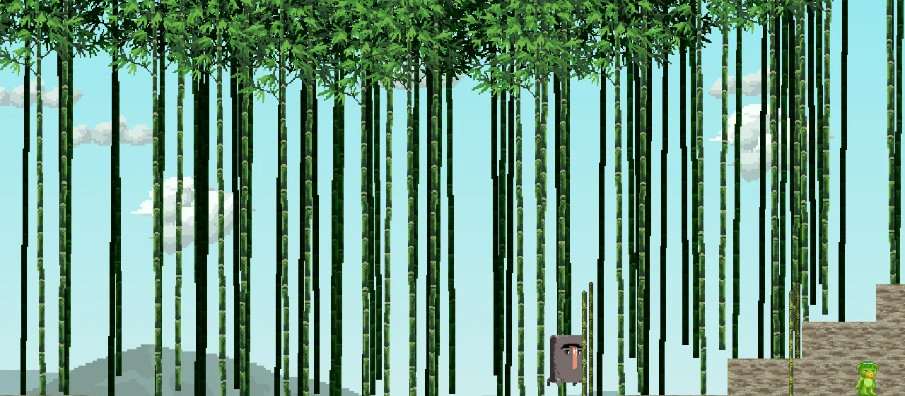 かっぱの竹林を抜けていくゲーム画面